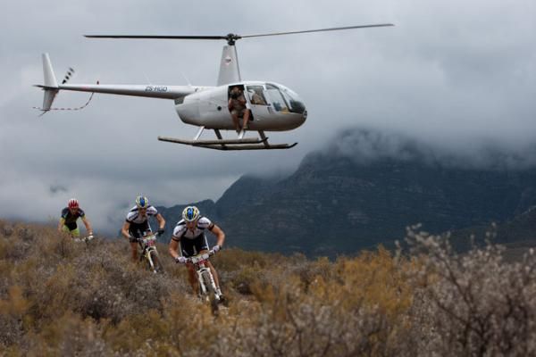 Karl Platt and Stefan Sahm of Bulls 1 race to the finish during stage 4