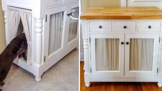 hidden litter box cabinet