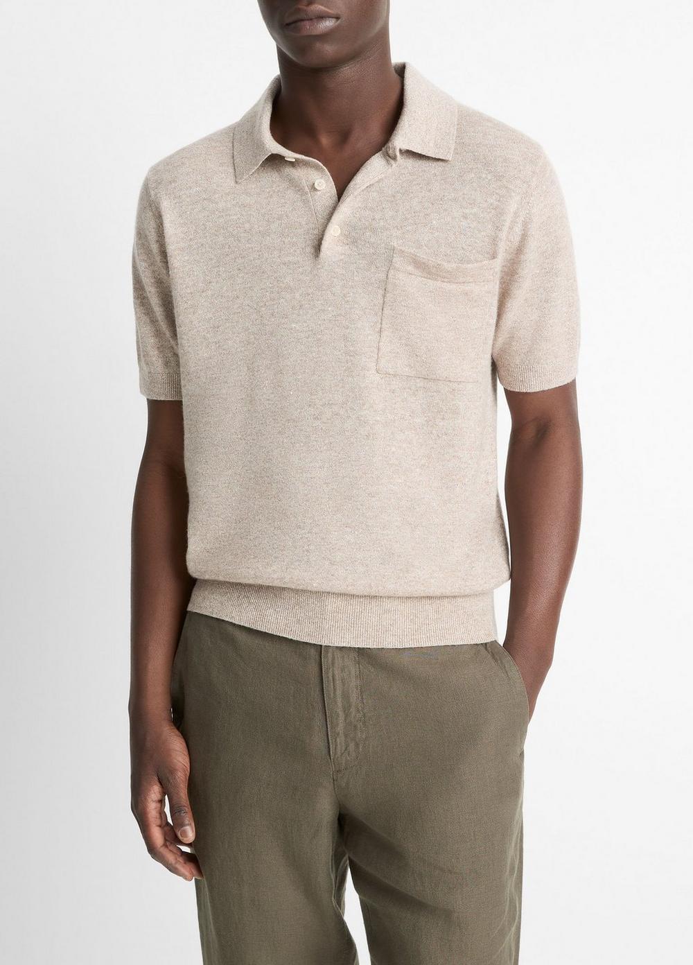 Linen, Wool 
Cashmere Polo Sweater