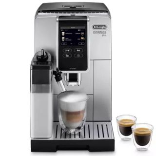 the de'longhi dinamica plus coffee machine on a white background