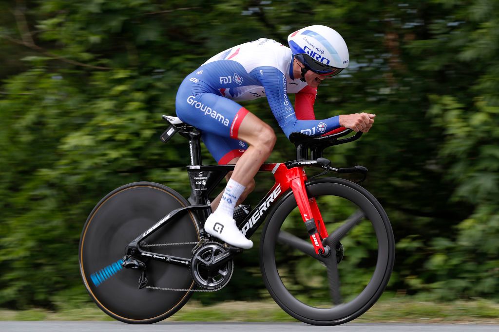 ROCHELAMOLIERE FRANCE JUNE 02 David Gaudu of France and Team Groupama FDJ during the 73rd Critrium du Dauphin 2021 Stage 4 a 164km Individual Time Trial stage from Firminy to RochelaMolire 585m ITT UCIworldtour Dauphin dauphine on June 02 2021 in RochelaMoliere France Photo by Bas CzerwinskiGetty Images