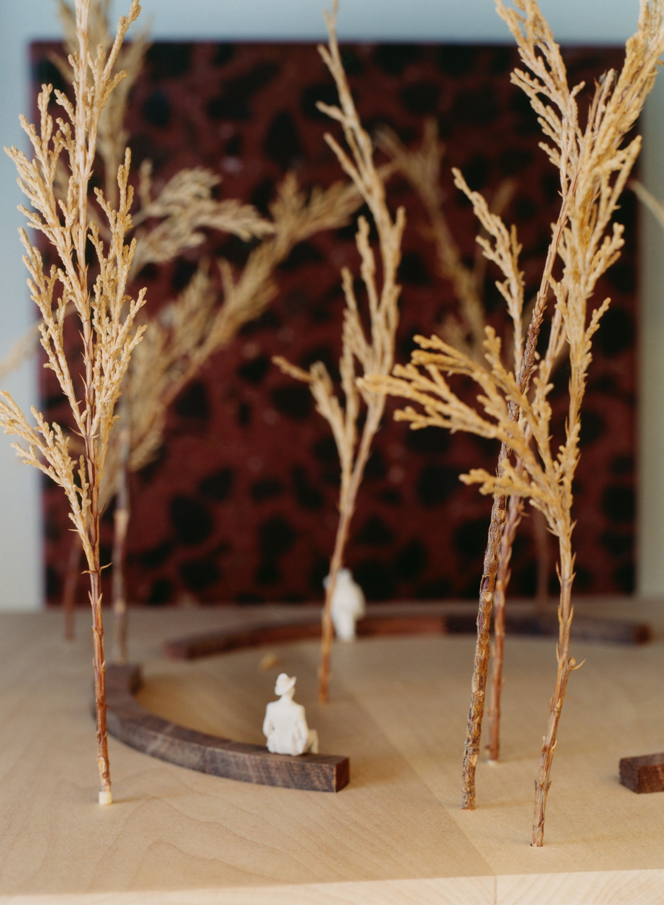 Architectural model of trees and a circular bench