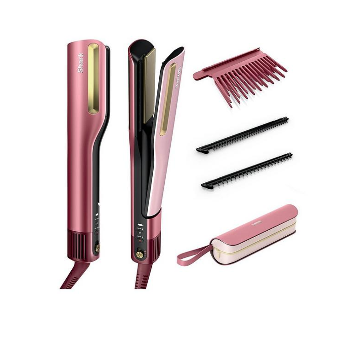 Shark Silkipro Straight Hair Straightener + Dryer in One Tool With Heat-Resistant Storage Case - Rose Petal Ht401ukpk