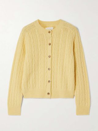 Penrose Cable-Knit Wool, Cotton and Linen-Blend Cardigan