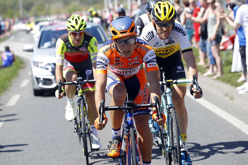 Giacomo Berlato (Nippo - Vini Fantini) in the breakaway during stage 3 at the Giro.