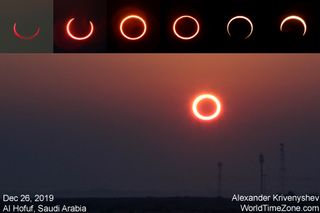 Photographer Alexander Krivenyshev of WorldTimeZone.com captured the "ring of fire" annular solar eclipse of Dec. 26, 2019 fromAl Hofuf in Saudi Arabia.