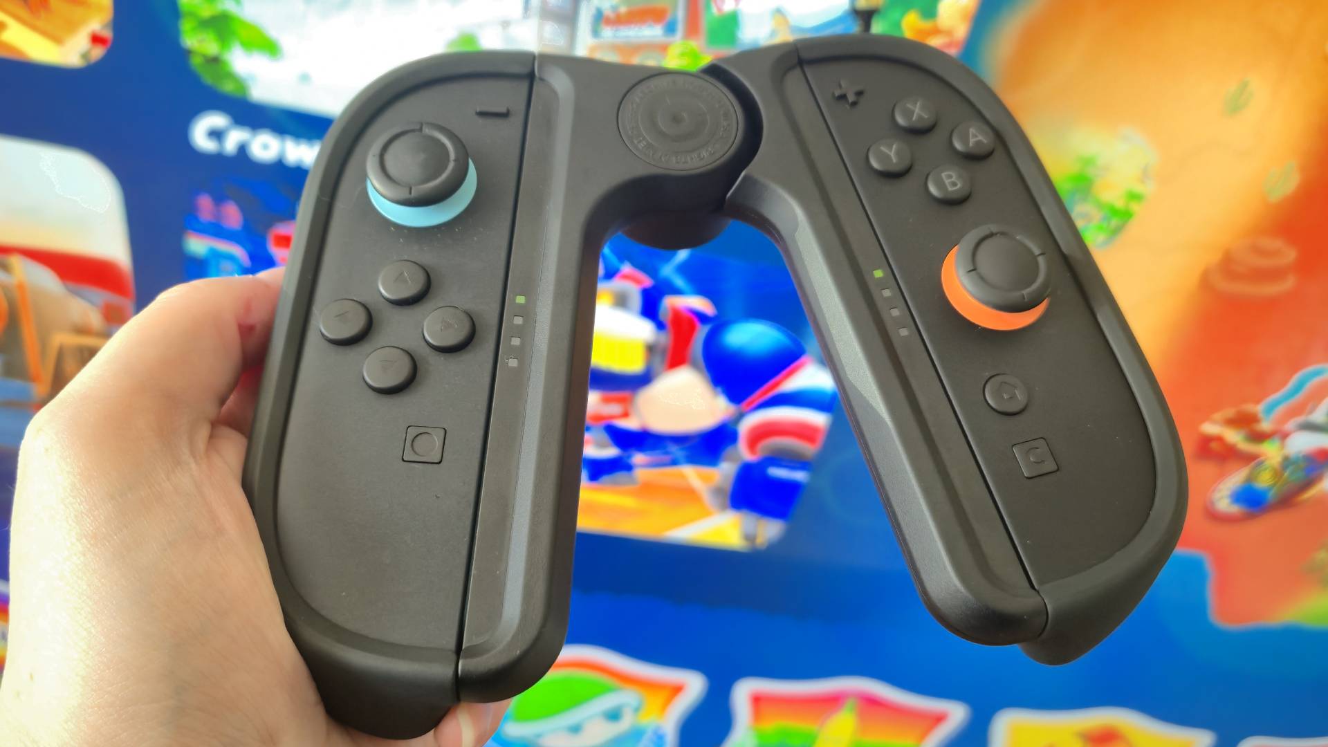 Photo of the Dbrand Joy-Lock Controller Holder with the Joy-Lock grips attached.