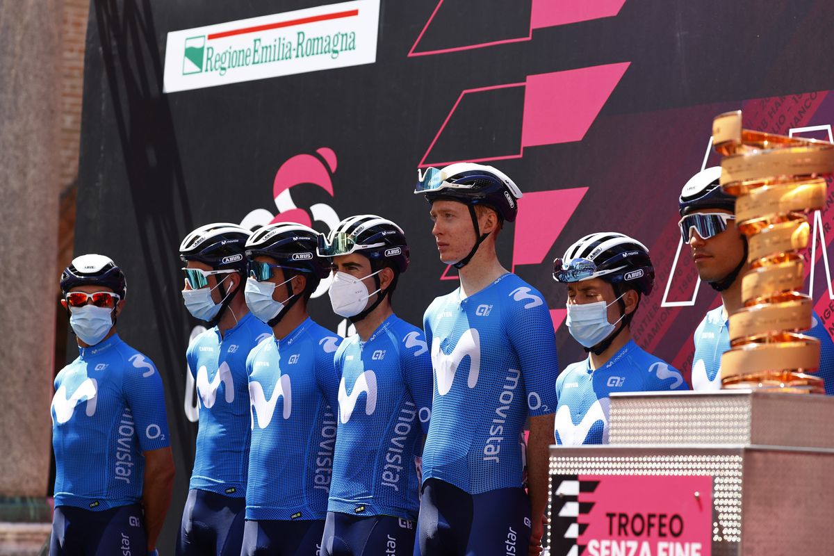 Giro dItalia 2021 104th Edition 13th stage Ravenna Verona 198 km 21052021 Movistar Team photo Luca BettiniBettiniPhoto2021