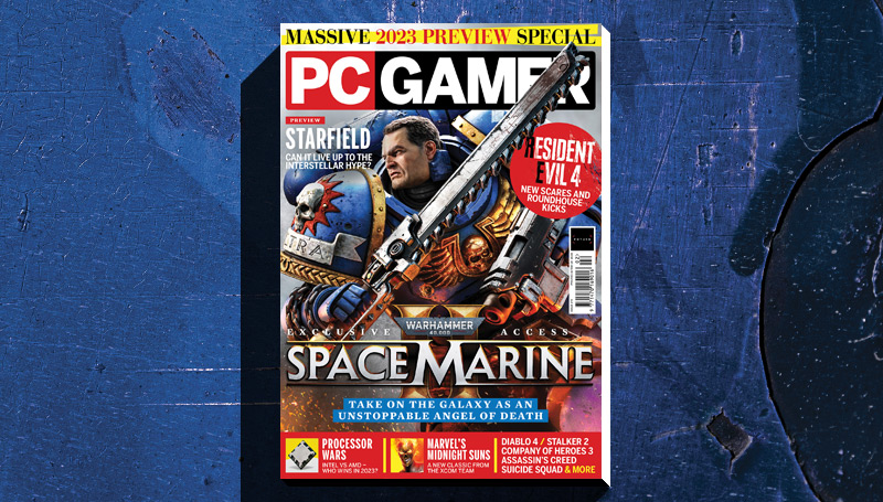 The cover of issue 379 of PC Gamer, featuring the game Space Marine 2.