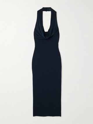 Stretch-Jersey Halterneck Midi Dress