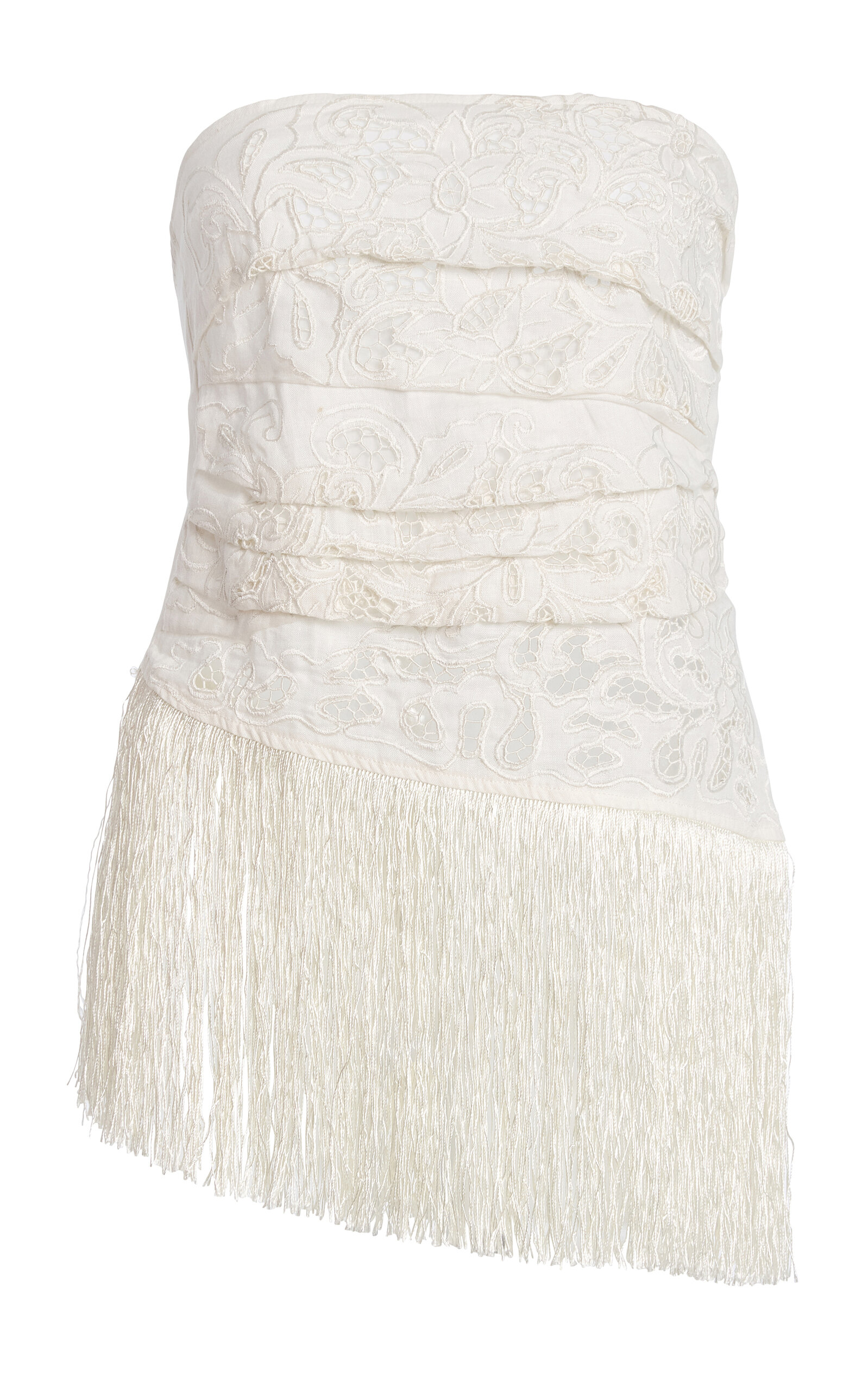 Exclusive La Isla Carlota Fringed Cotton Lace Top