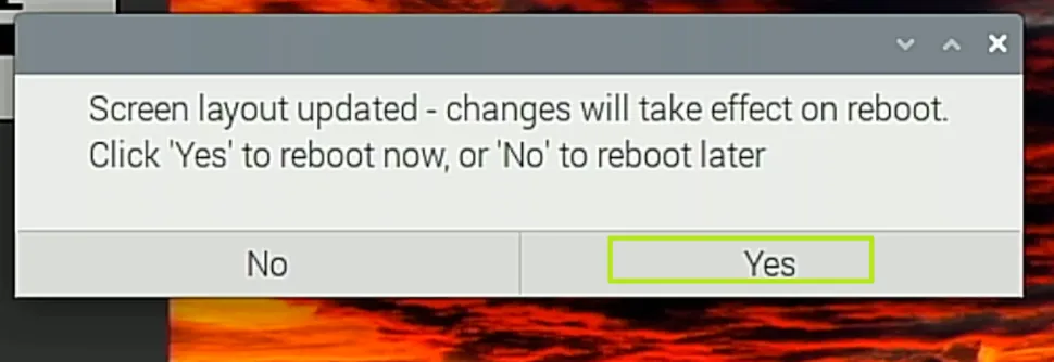 Click yes to reboot