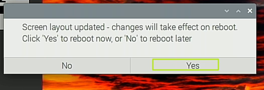 Click Yes to reboot