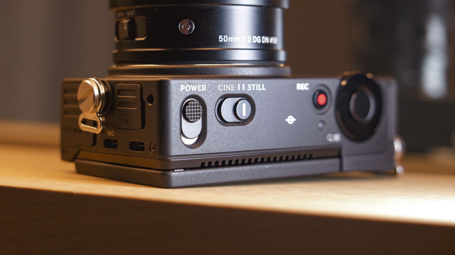Close up of the Sigma FP2 mirrorless camera's top controls