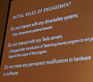 The initial rules of engagement, to be observed while hacking the Tesla