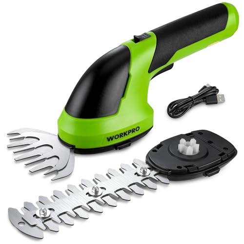 Workpro Cordless Grass Shear &amp;amp; Shrubbery Trimmer - 2 in 1 Handheld 7.2v Electric Grass Trimmer Hedge Shears/grass Cutter Rechargeable Lithium-Ion Battery and Type-C Cable Included