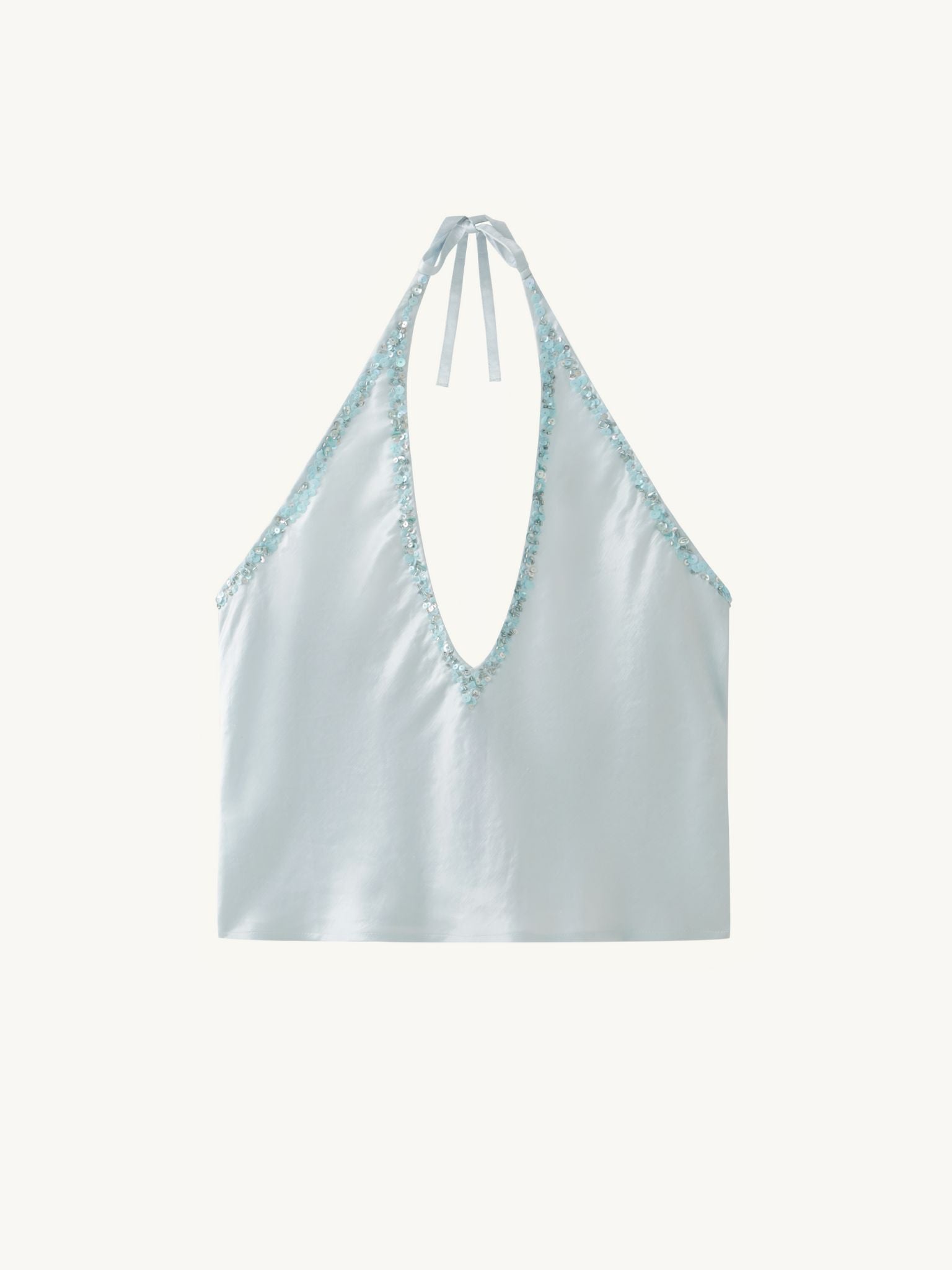 Marina Hand Beaded Top - Ice Blue - Xs