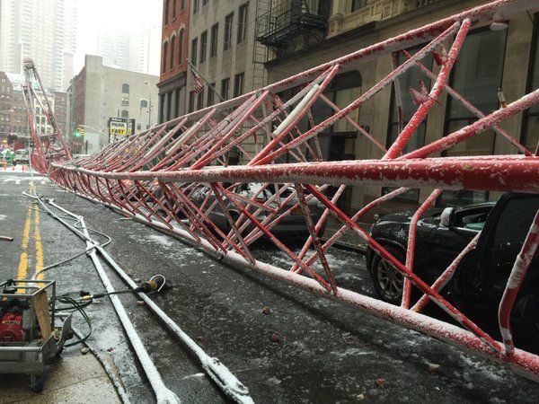 Massive crane collapses in Manhattan. 