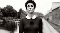 Steven Meisel photograph of Bella Freud by canal in black and white