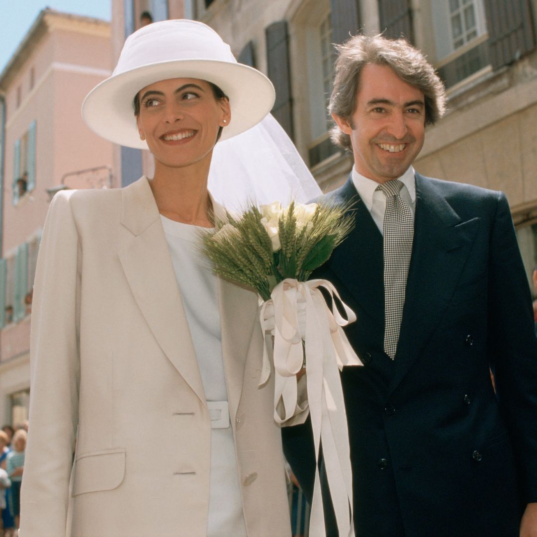 Ines de la Fressange wearing a courthouse wedding dress