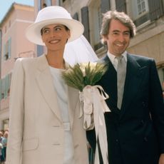 Ines de la Fressange wearing a courthouse wedding dress
