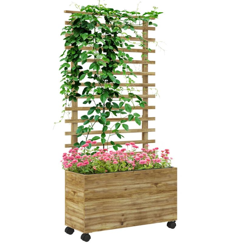 wooden wheeled planter