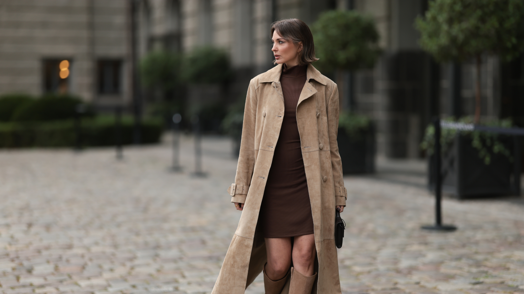 Side view of a sleek box bob haircut on thin hair