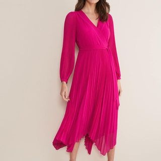model wearing Phase Eight Pleated Wrap Dress