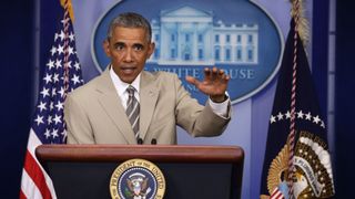 President Obama tan suit