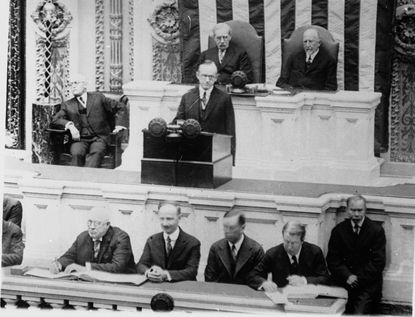Calvin Coolidge addressing Congress in 1923.