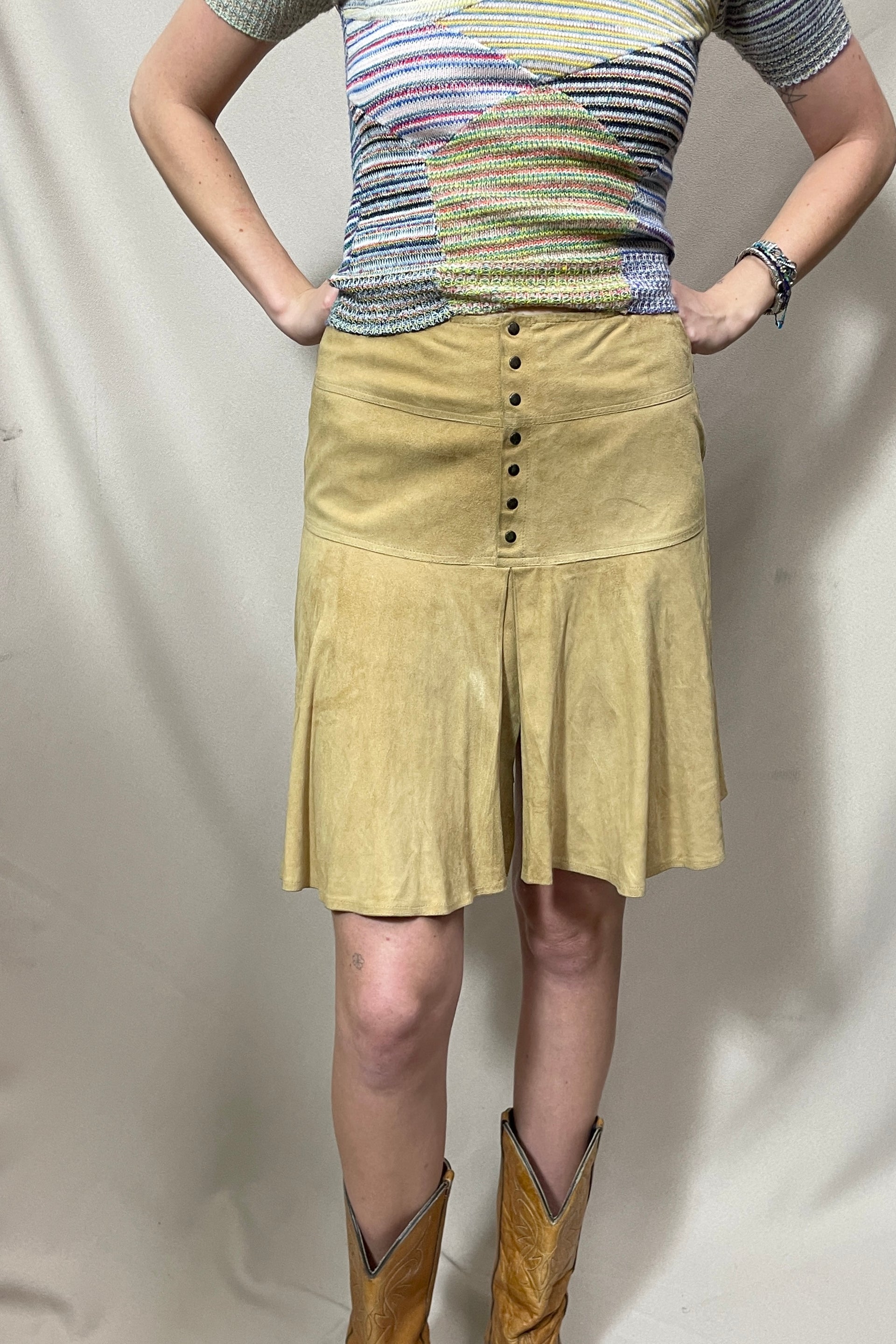 Buttery Soft Tan Suede Skirt Selected by Cannonball and Tilly