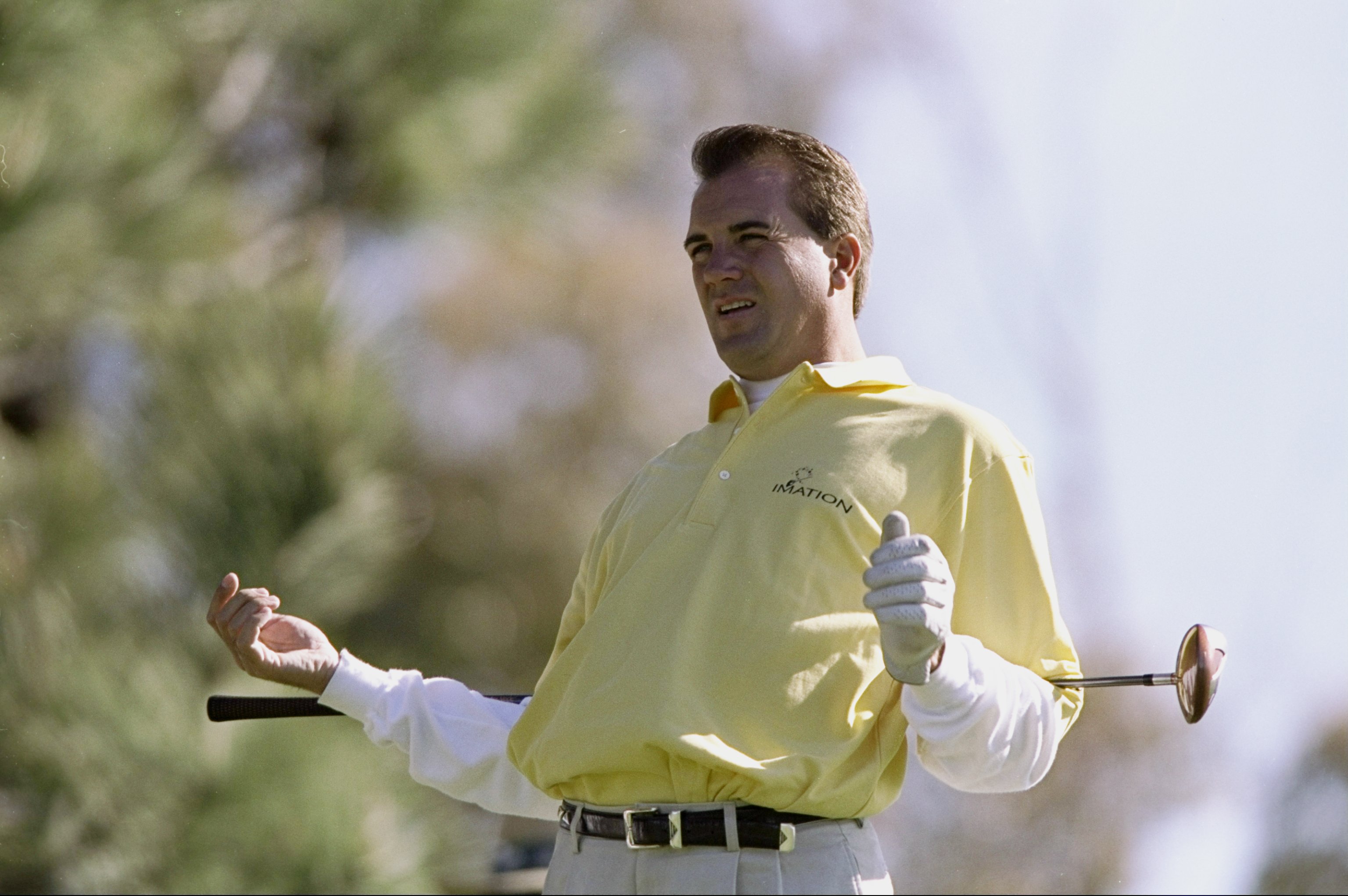 Ted Tryba looks on as he stretches during the Buick Invitational at the Torrey Pines Golf Course in La Jolla, California