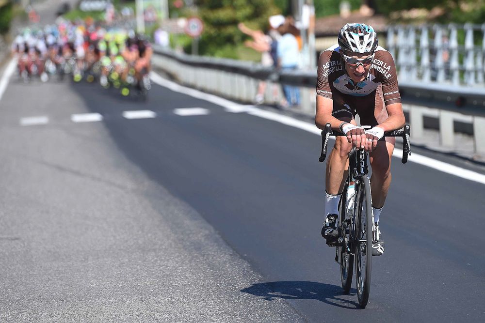 Patrick Gretsch Ag2r) on his own near the end of the race.