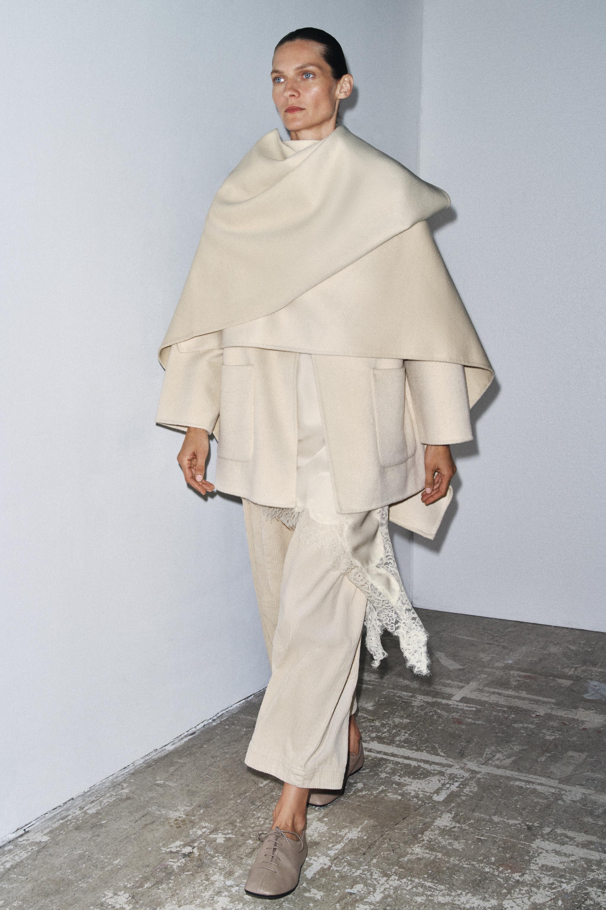 Zw Collection Wool Blend Cape Coat