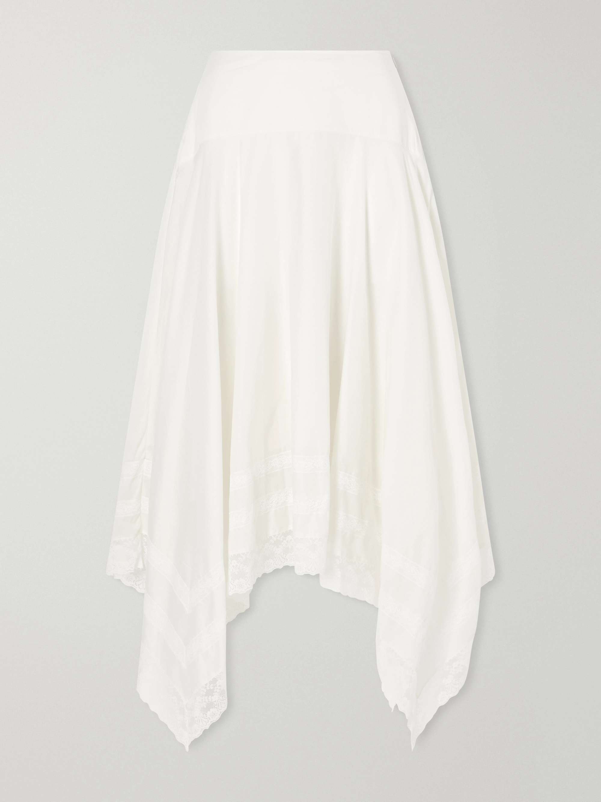 Ainsley Asymmetric Lace-Trimmed Cotton-Voile Maxi Skirt