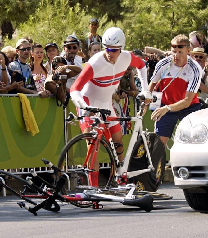 A change of bikes at the Olympics in 2004