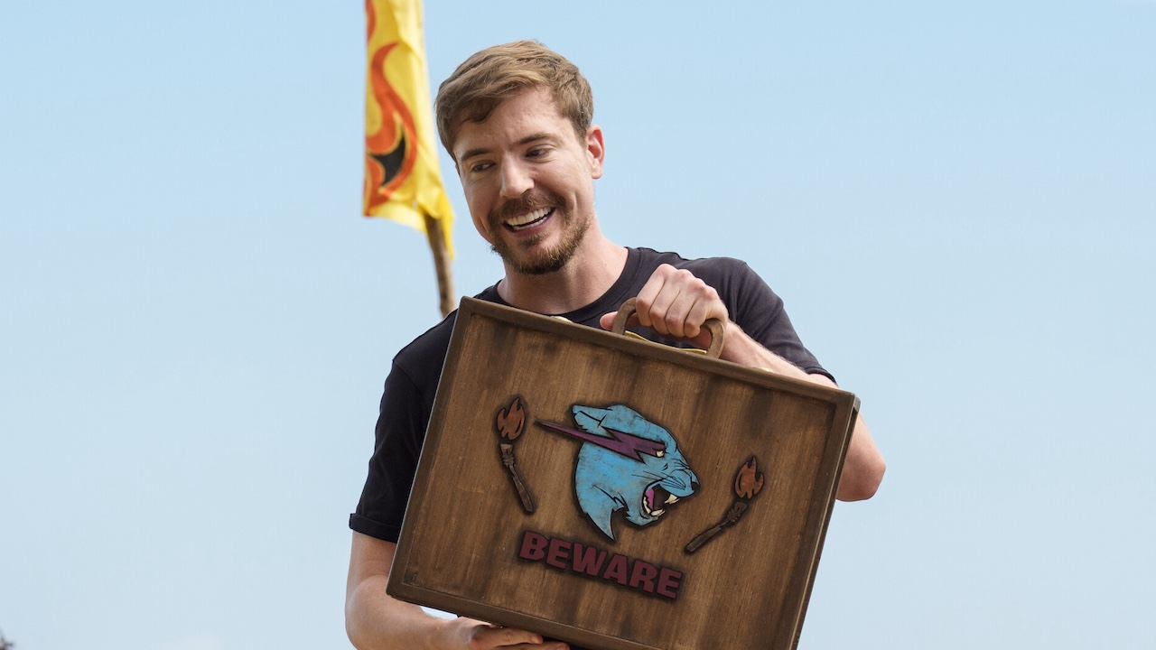 MrBeast holding his suitcase on Survivor 50