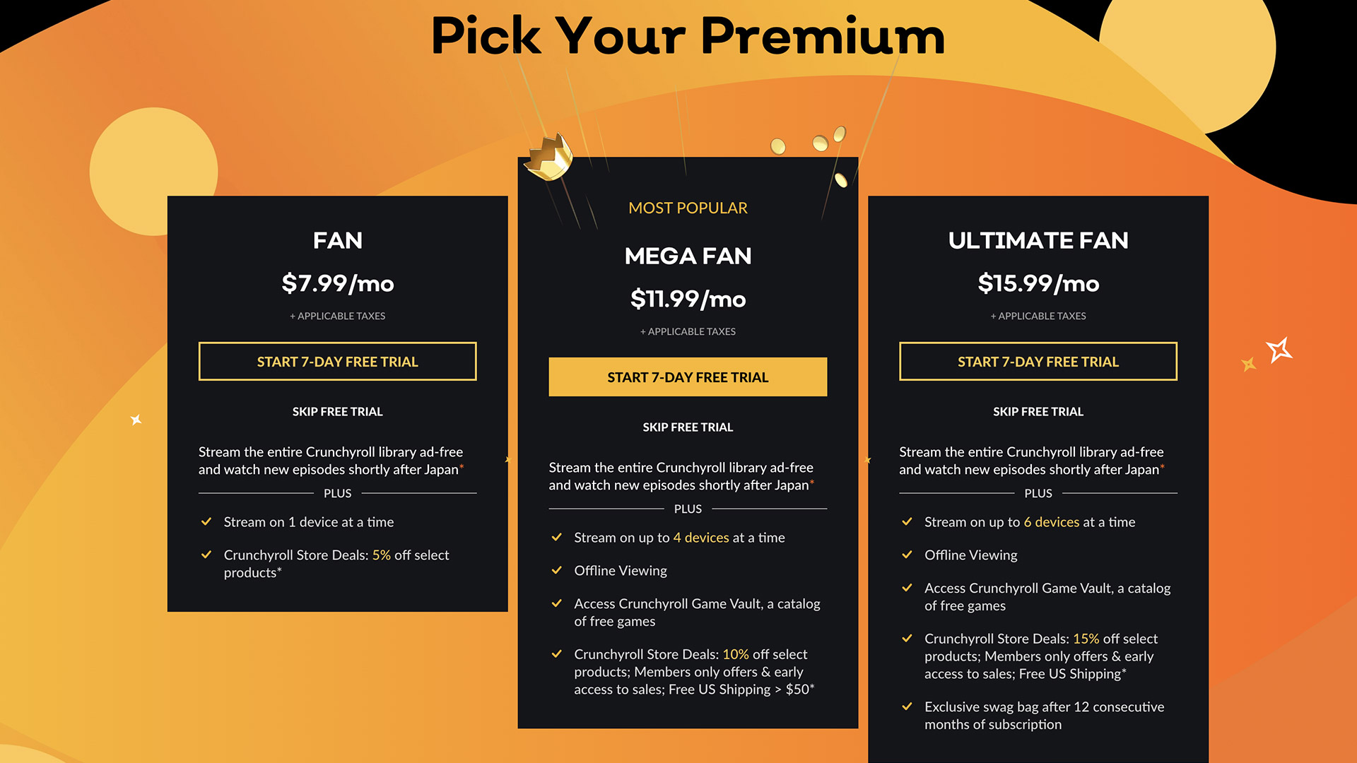 A screenshot of the sign up page on Crunchyroll's website 