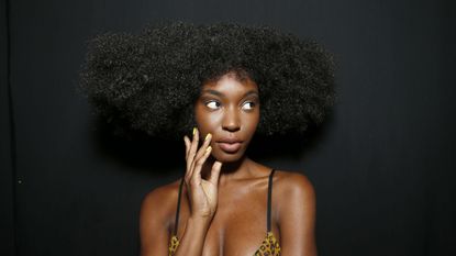 new york, new york february 08 a model poses backstage for christopher john rogers during new york fashion week the shows at gallery i at spring studios on february 08, 2020 in new york city photo by dominik bindlgetty images for nyfw the shows