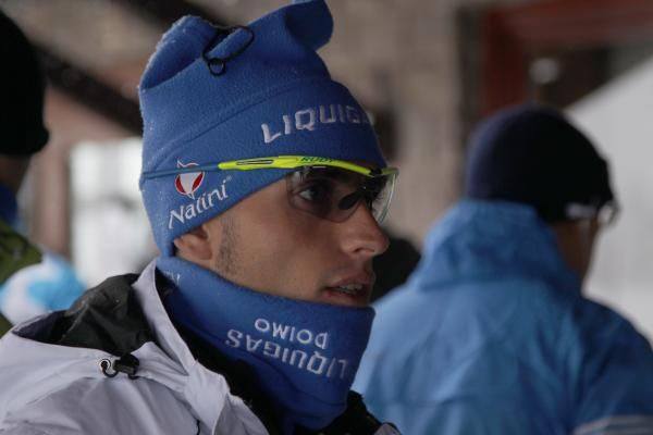 Valerio Agnoli (Liquigas-Cannondale) at the team's camp at the Passo San Pellegrino.