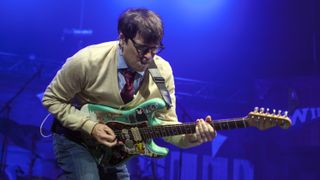 Singer/guitarist Rivers Cuomo of Weezer performs at PNC Music Pavilion on July 25, 2018 in Charlotte, North Carolina