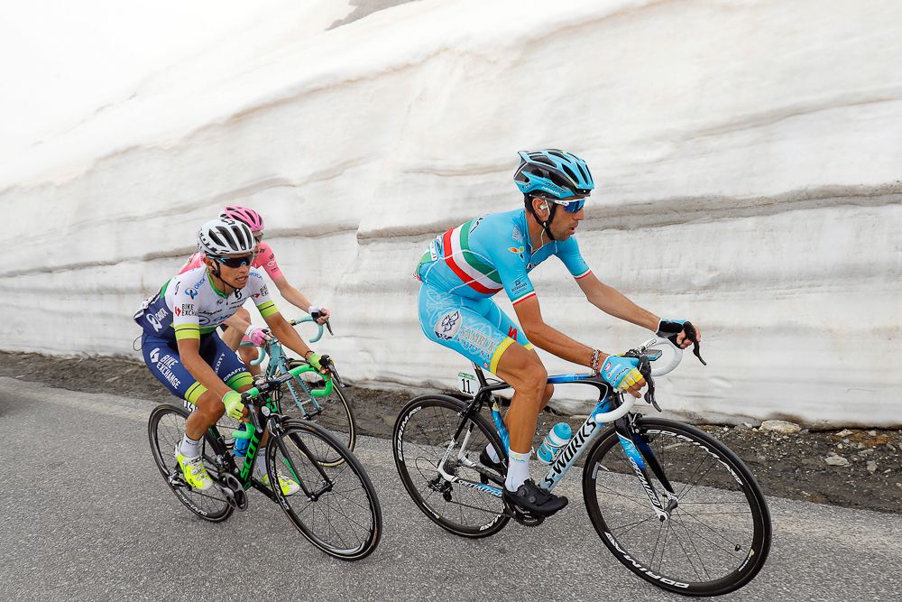 Vincenzo Nibali, Esteban Chaves and Steven Kruijswijk during stage 19 of the Giro d'Italia