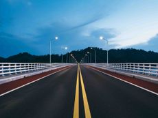 a road with guardrails