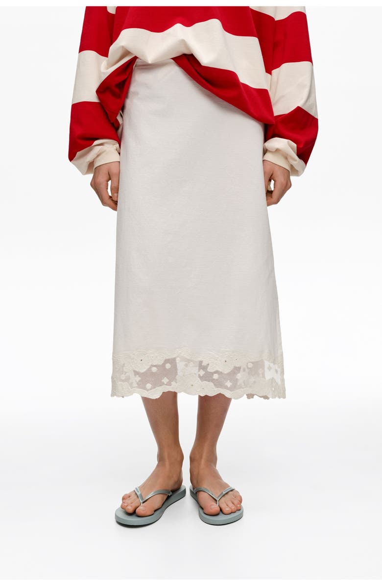 Cotton Lace Midi Skirt