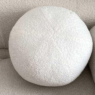 white boucle ball pillow