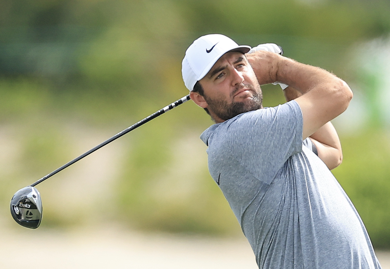 Scottie Scheffler hits a drive