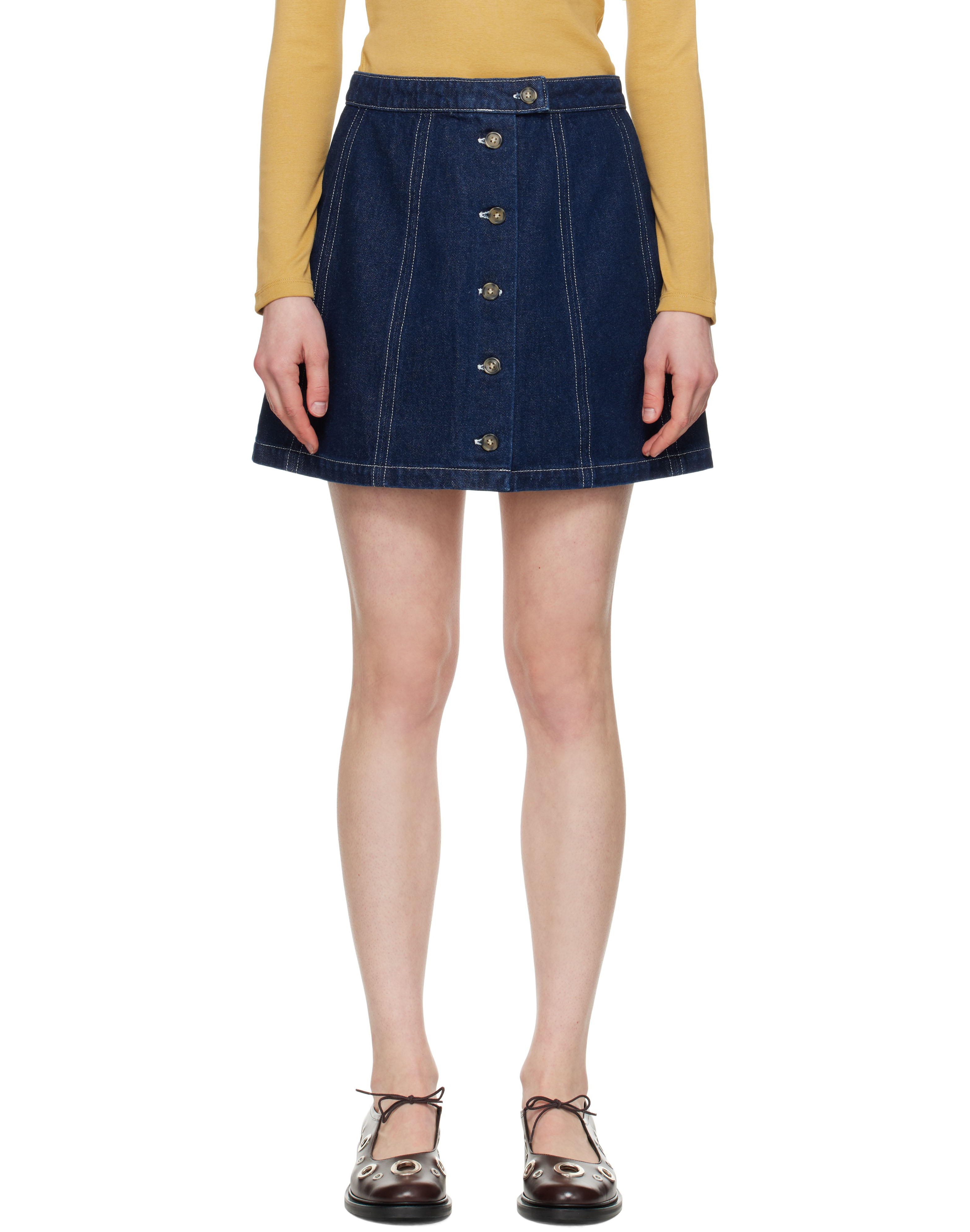 A.P.C., Navy Pipa Denim Miniskirt