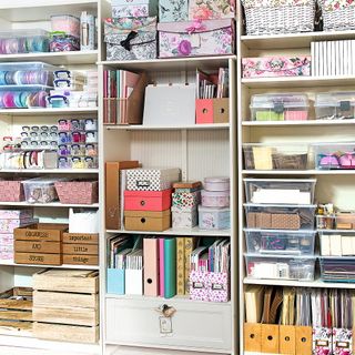 basement with wall storage and stationery