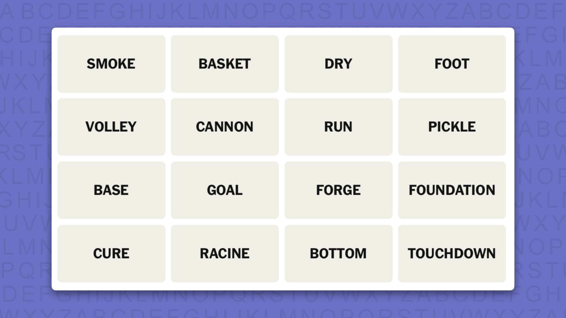 NYT Connections hints for game 1222 on a purple background