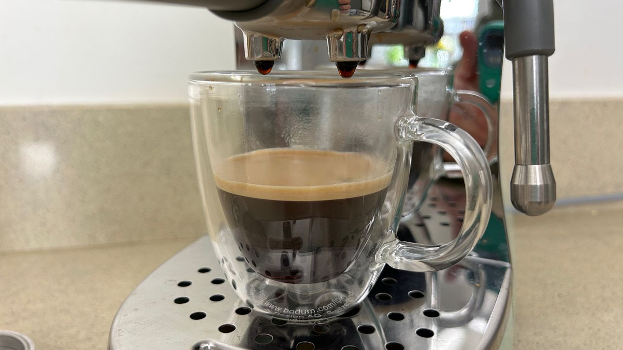 The Smeg ECF02 on a kitchen counter
